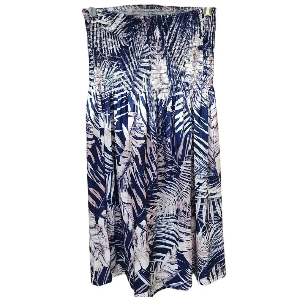 NWOT CHICGAL Small Blue/White Boho Floral Print Summer Cover Up/Sun Dress [0024] - Picture 3 of 8